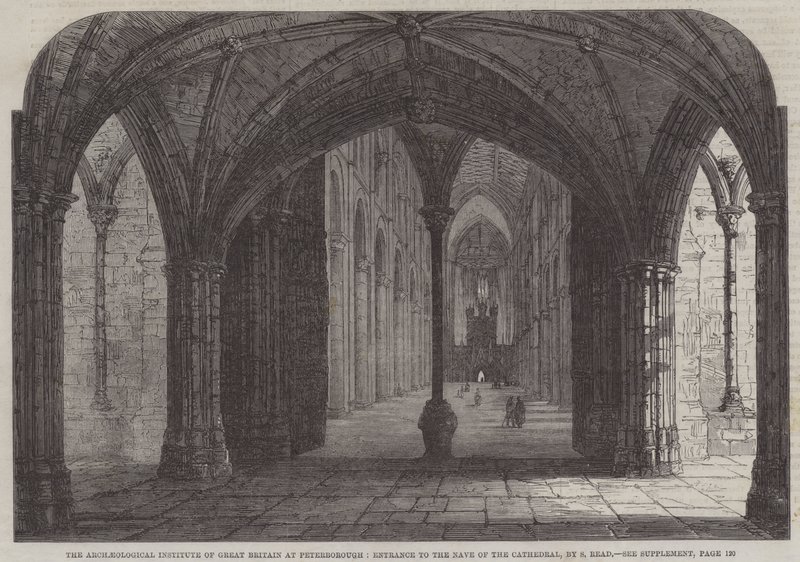 The Archaeological Institute of Great Britain at Peterborough, Entrance to the Nave of the Cathedral by Samuel Read