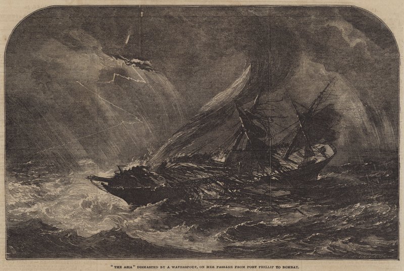 The Asia dismasted by a Waterspout, on her Passage from Port Phillip to Bombay by Samuel Read