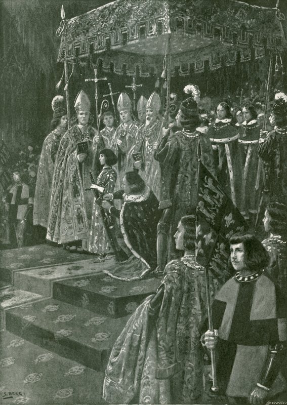 The Presenting of the Spurs and Sword at the Coronation of Henry VI by Samuel (after) Begg