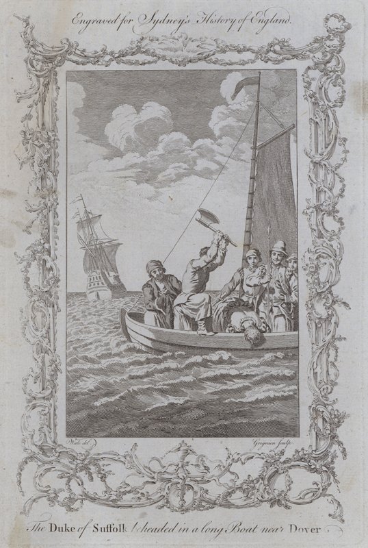 The Duke of Suffolk beheaded in a long Boat near Dover by Samuel (after) Wale