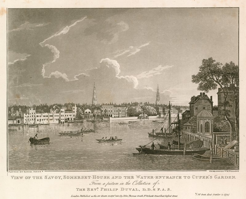 View of the Savoy, Somerset House, and the Water Entrance to Cuper