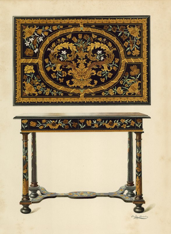 Table Inlaid with Marqueterie, Property of Lord Zouche of Haryngworth by Shirley Charles Llewellyn Slocombe