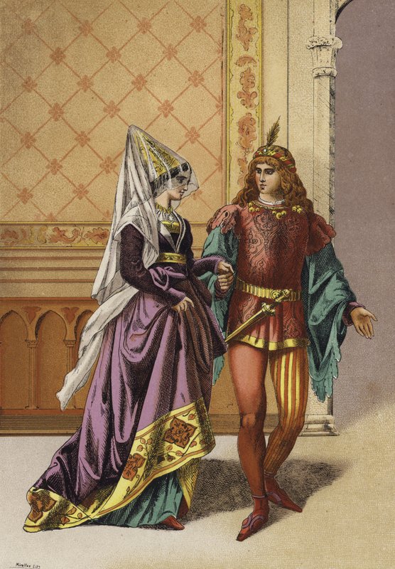 European Noblewoman and Minstrel, 15th Century by Spanish School