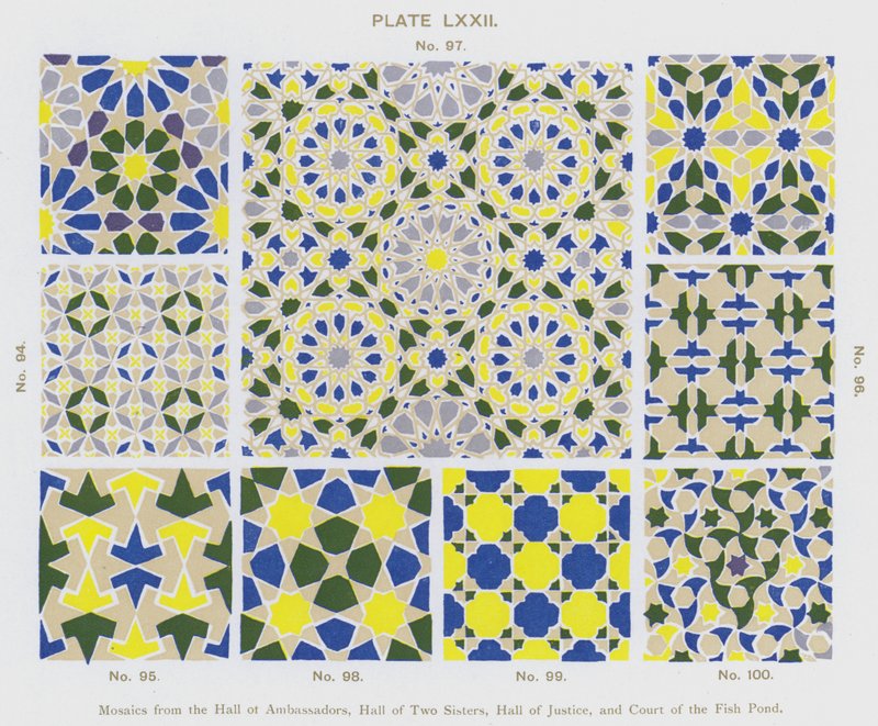 Mosaics from the Hall of Ambassadors, Hall of Two Sisters, Hall of Justice, and Court of the Fish Pond by Spanish School
