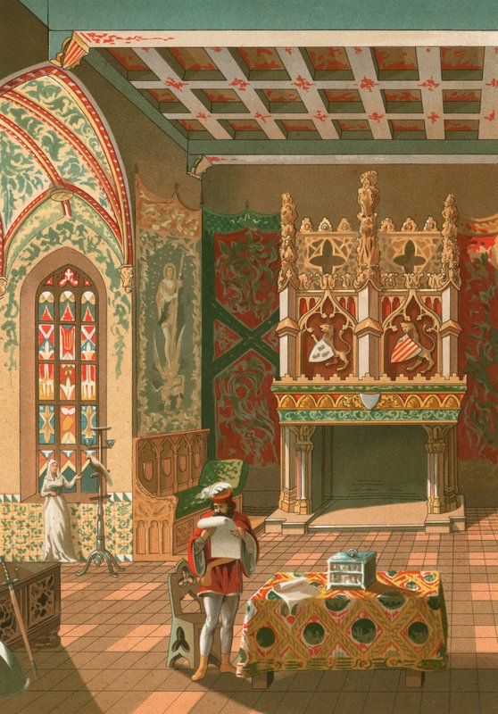Salon of a feudal castle by Spanish School
