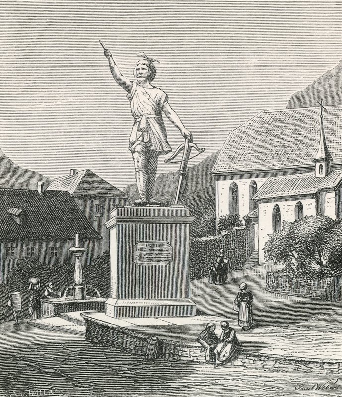 Statue of Tell at Altorf, near the spot where he is said to have shot the Apple from his Son
