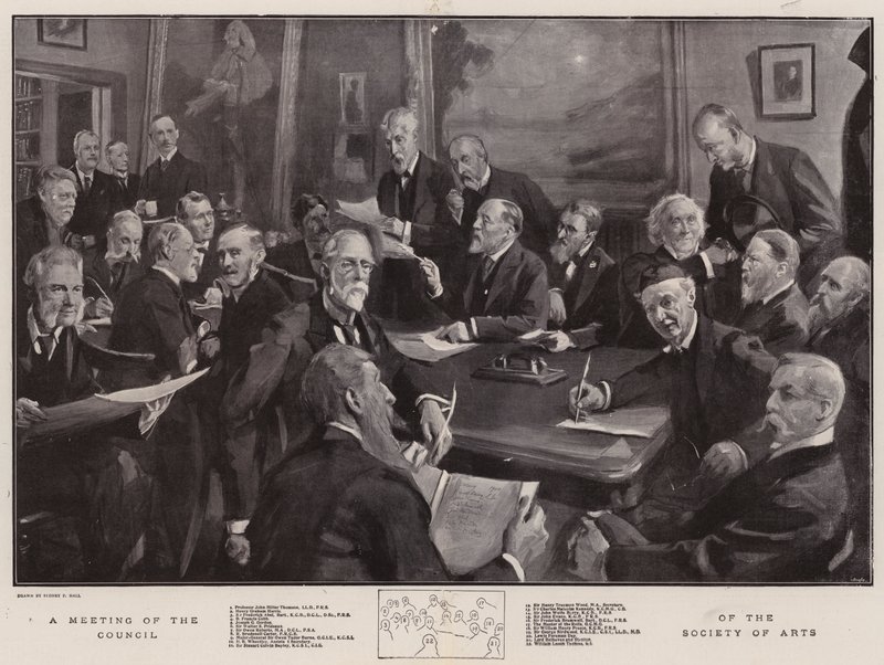 A Meeting of the Council of the Society of Arts by Sydney Prior Hall
