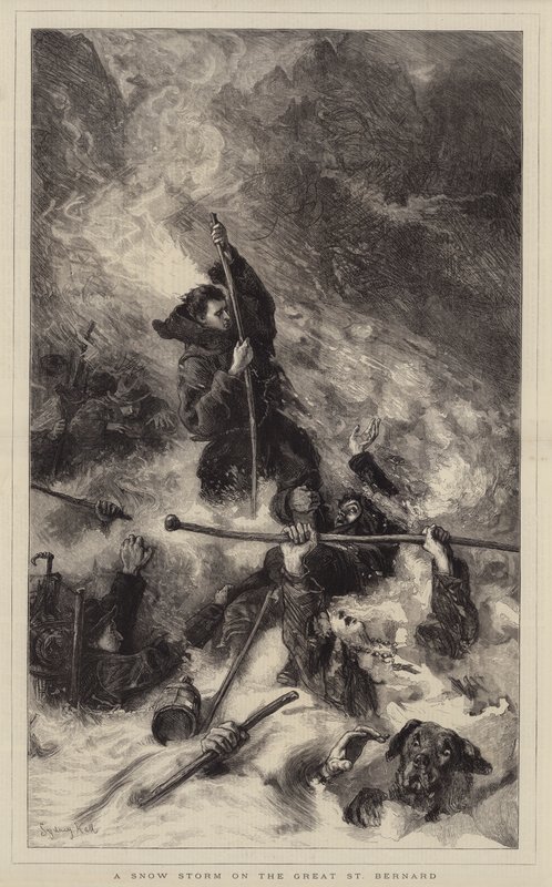 A Snow Storm on the Great St Bernard by Sydney Prior Hall