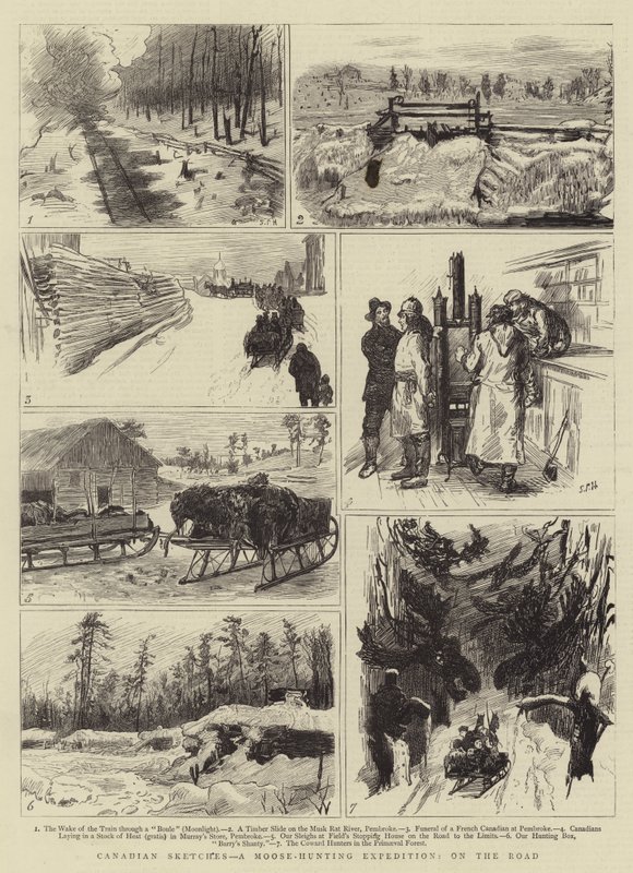 Canadian Sketches, a Moose-Hunting Expedition, on the Road by Sydney Prior Hall