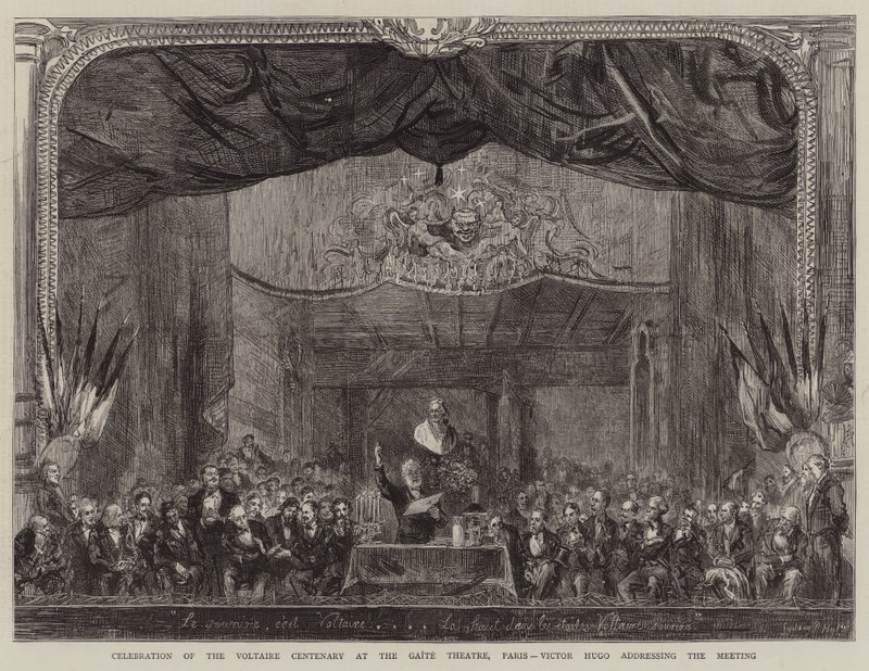 Celebration of the Voltaire Centenary at the Gaite Theatre, Paris, Victor Hugo addressing the Meeting by Sydney Prior Hall