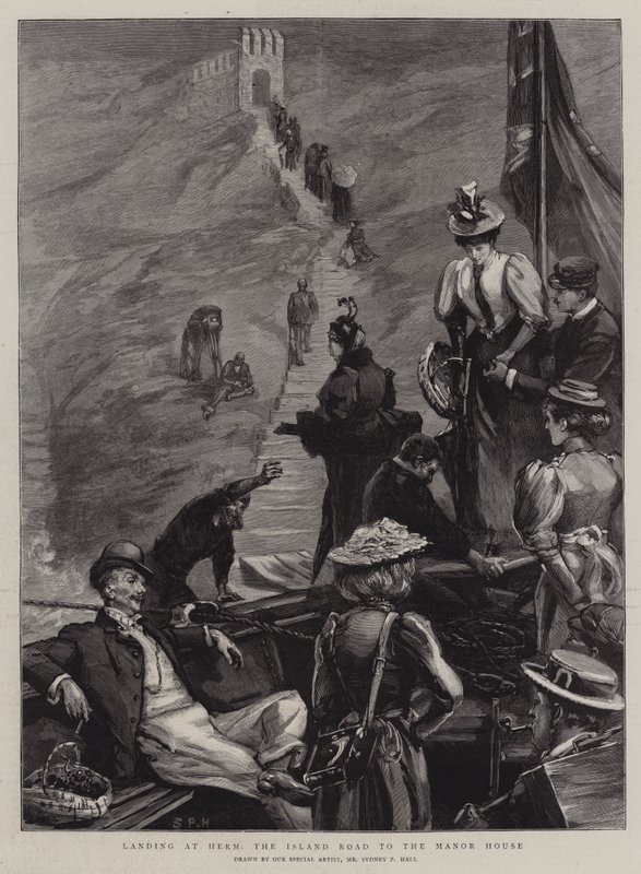 Landing at Herm, the Island Road to the Manor House by Sydney Prior Hall
