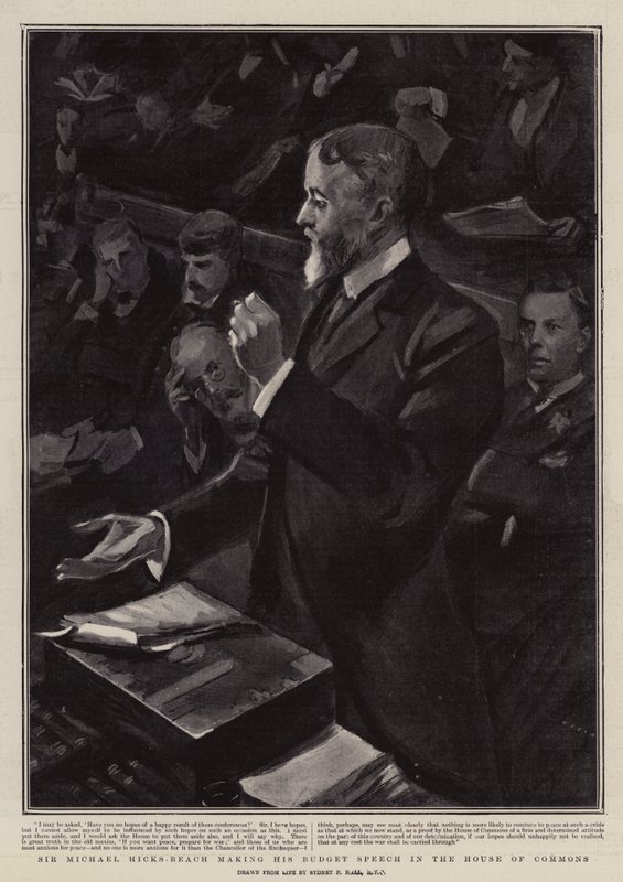 Sir Michael Hicks-Beach Making His Budget Speech in the House of Commons by Sydney Prior Hall