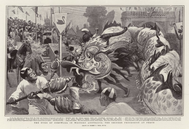 The Duke of Cornwall in Western Australia, the Chinese Procession at Perth by Sydney Prior Hall