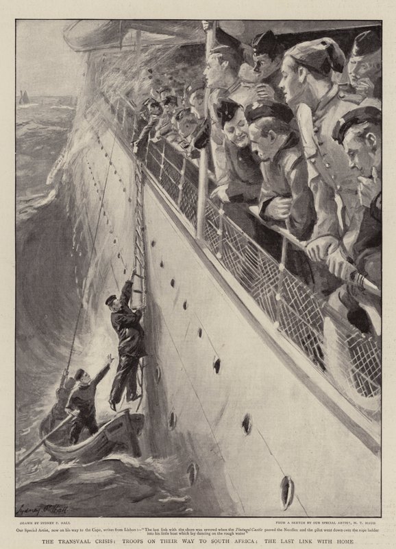 The Transvaal Crisis, Troops on their Way to South Africa, the Last Link with Home by Sydney Prior Hall