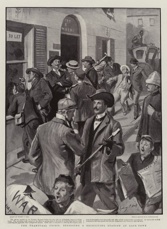 The Transvaal Crisis, Besieging a Recruiting Station at Cape Town by Sydney Prior Hall