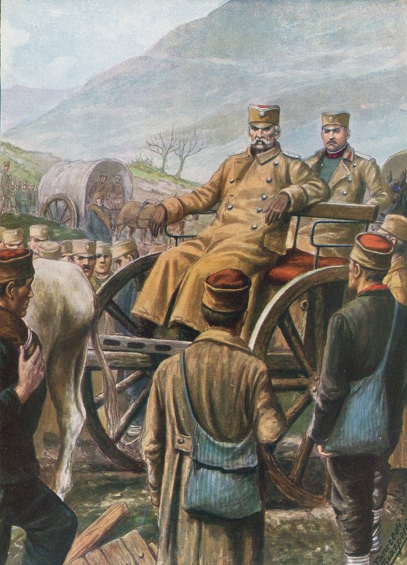Serbian Army with their King Peter Moving Towards Durazzo by Tancredi Scarpelli