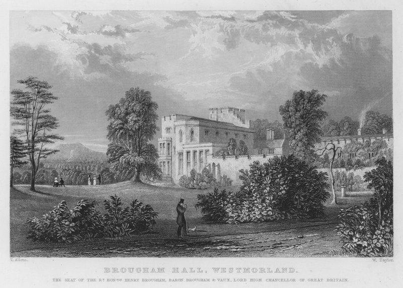 Brougham Hall, Westmorland, the seat of Henry Brougham, Baron Brougham and Vaux, Lord High Chancellor of Great Britain by Thomas (after) Allom