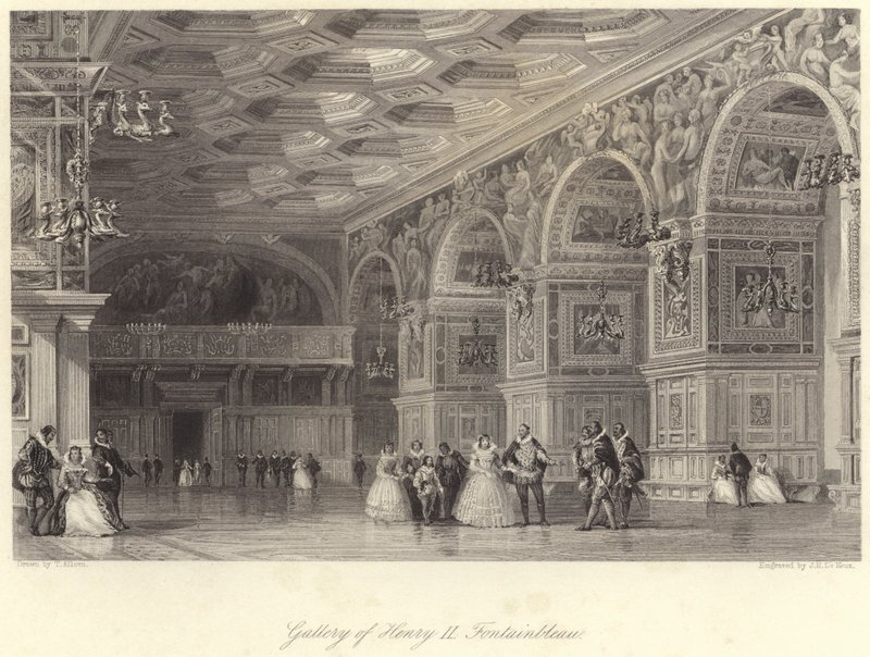 Gallery of Henry II Fontainebleau by Thomas (after) Allom