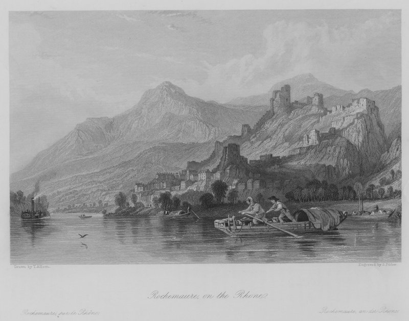 Rochemaure, on the Rhone by Thomas (after) Allom