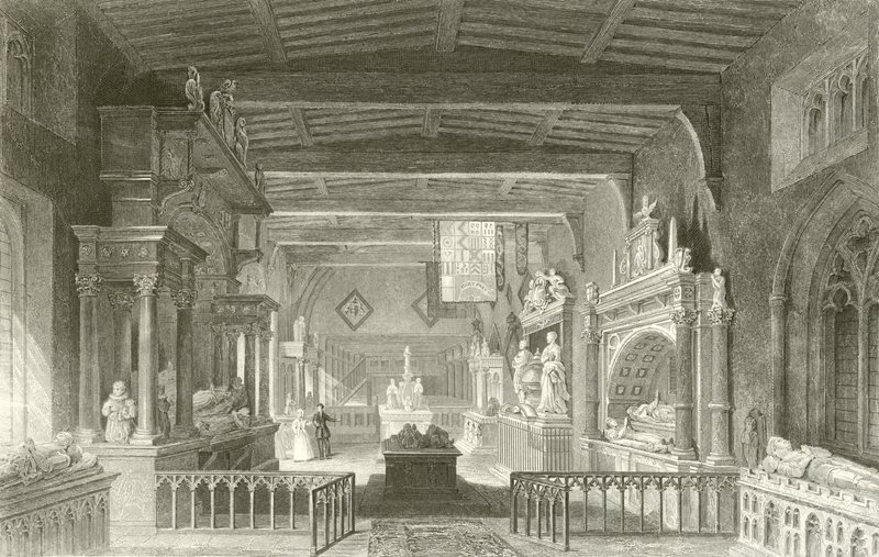 Monuments to the Earls of Rutland in Bottesford Church, Leicestershire by Thomas Allom