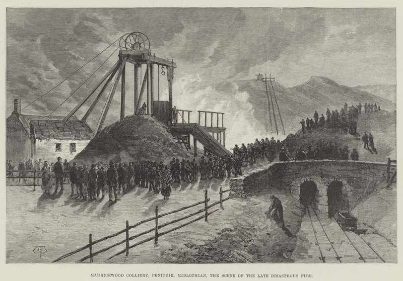 Mauricewood Colliery, Penicuik, Midlothian, the Scene of the late Disastrous Fire by Thomas Harrington Wilson