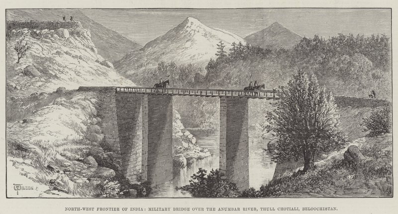 North-West Frontier of India, Military Bridge over the Anumbar River, Thull Chotiali, Beloochistan by Thomas Harrington Wilson