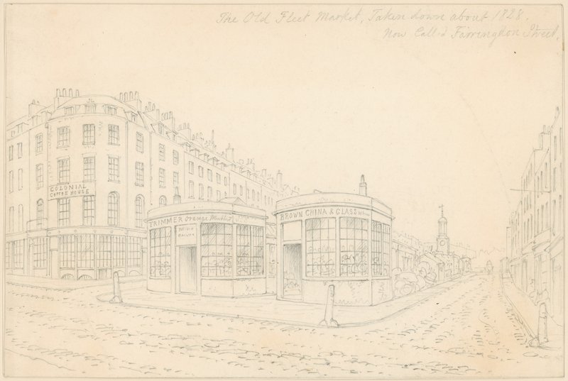 Fleet Market from Holborn Bridge by Thomas Hosmer Shepherd