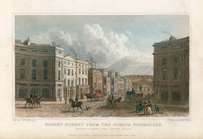 Regent Street from the Circus Piccadilly, London by Thomas Hosmer Shepherd