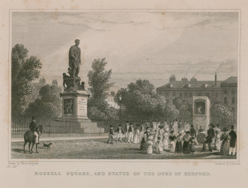 Russell Square and Statue of the Duke of Bedford by Thomas Hosmer Shepherd