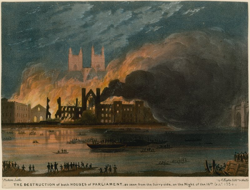 The Destruction of Both Houses of Parliament as Seen from the Surrey Side von Thomas Picken