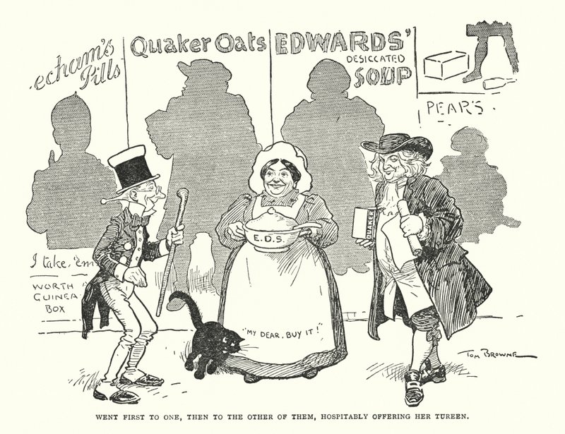 Went First to One, Then to the Other of Them, Hospitably Offering Her Tureen by Tom Browne