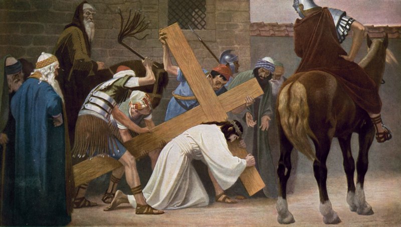 Jesus Falls for the First Time While Carrying His Cross by Unbekannt Unbekannt