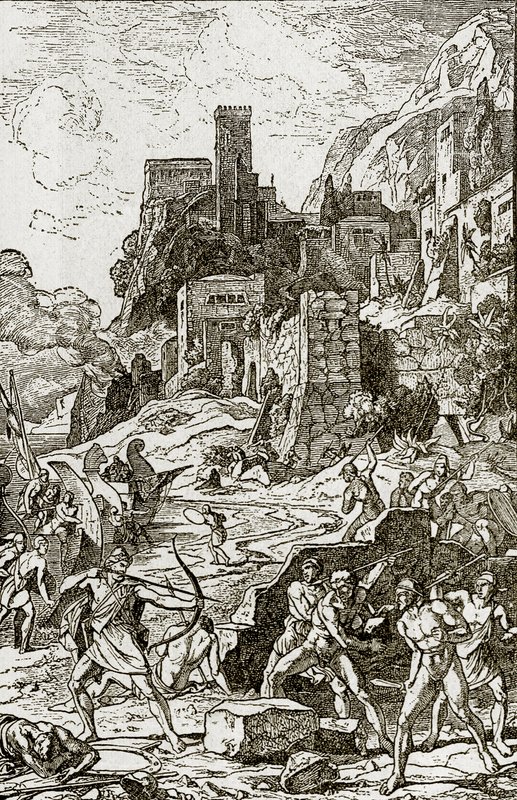 Vikings attacking the Celts, illustration from The Story of Man by J.W. Buel by Unknown