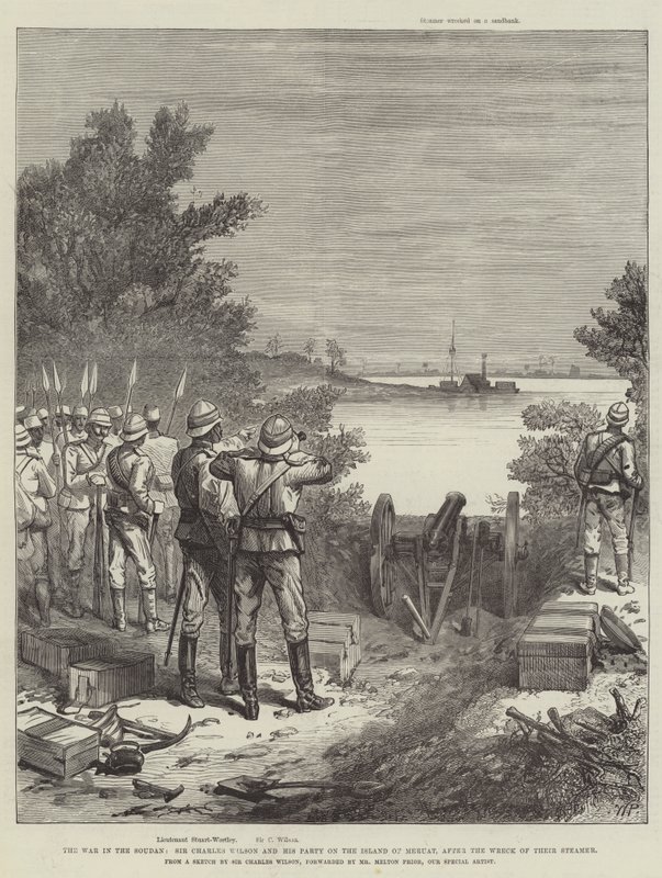 The War in the Soudan, Sir Charles Wilson and his Party on the Island of Meruat, after the Wreck of their Steamer by Walter Paget