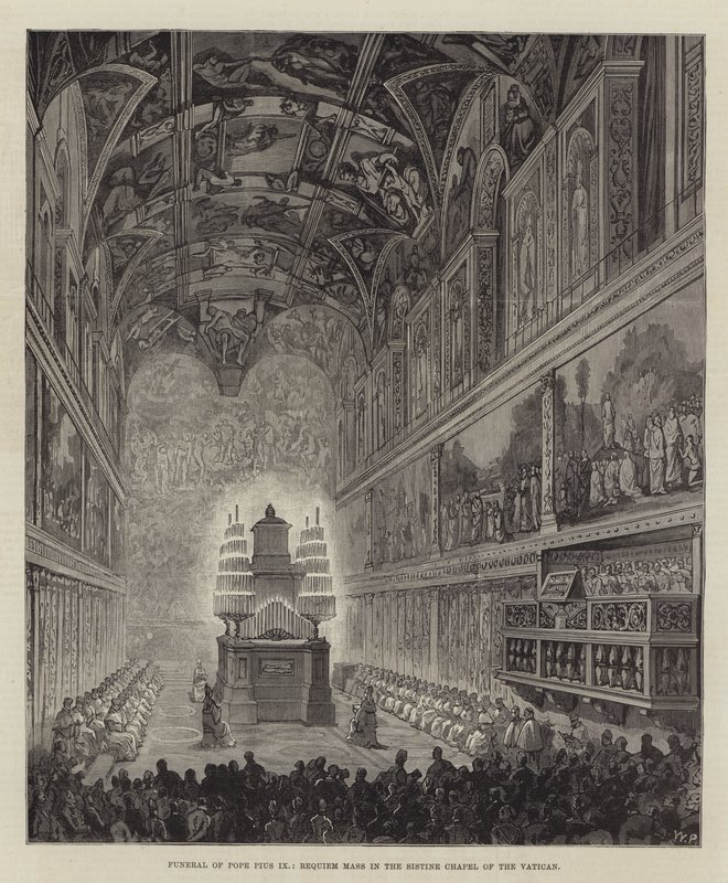 Funeral of Pope Pius IX, Requiem Mass in the Sistine Chapel of the Vatican by Walter Paget