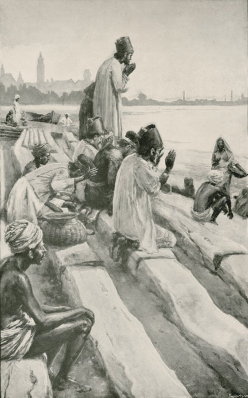 Parsis Worshipping the Rising Sun on the Beach at Bombay by Walter Stanley Paget