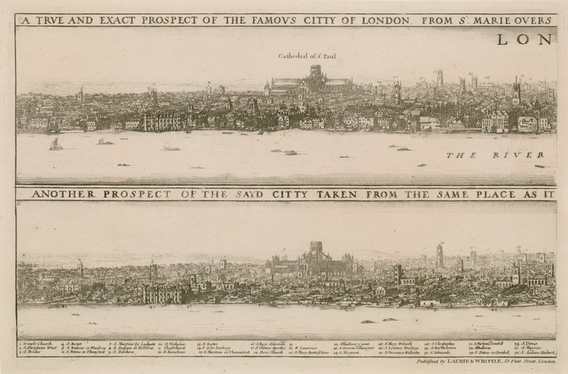 London, before and after the Great Fire by Wenceslaus Hollar