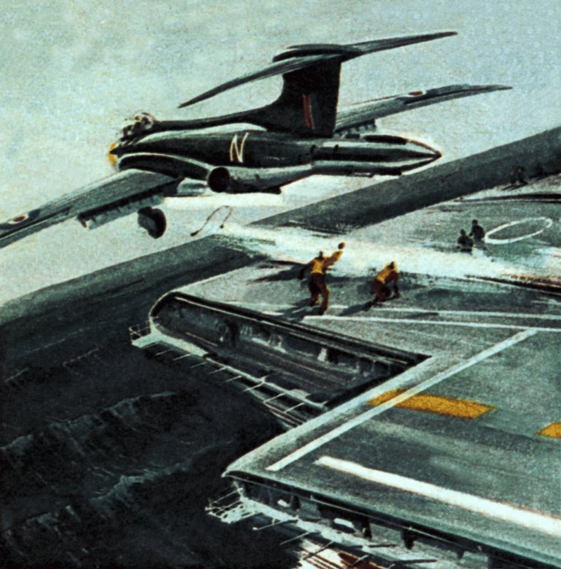 Jet and Aircraft Carrier by Wilf (20th century) Hardy