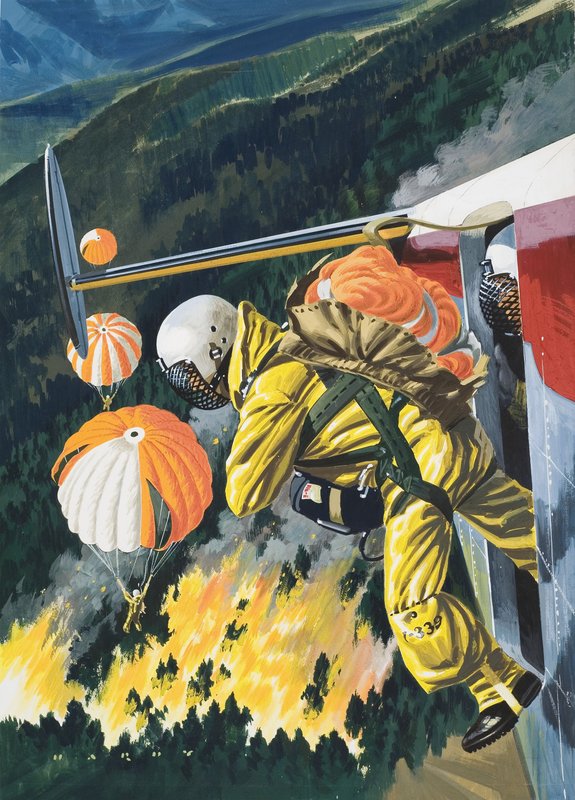 Parachutists by Wilf (20th century) Hardy