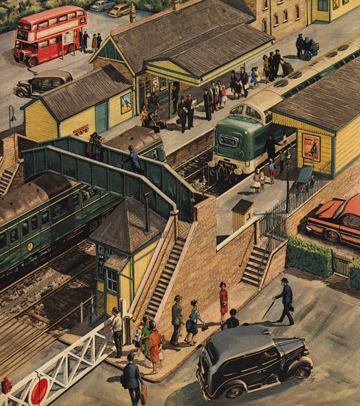 Railway station, England by Wilf (20th century) Hardy
