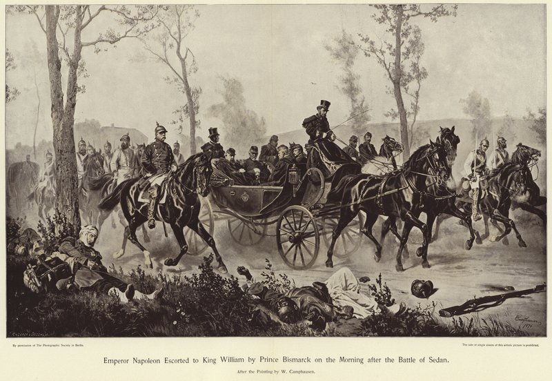 Emperor Napoleon Escorted to King William by Prince Bismarck on the Morning after the Battle of Sedan by Wilhelm Camphausen