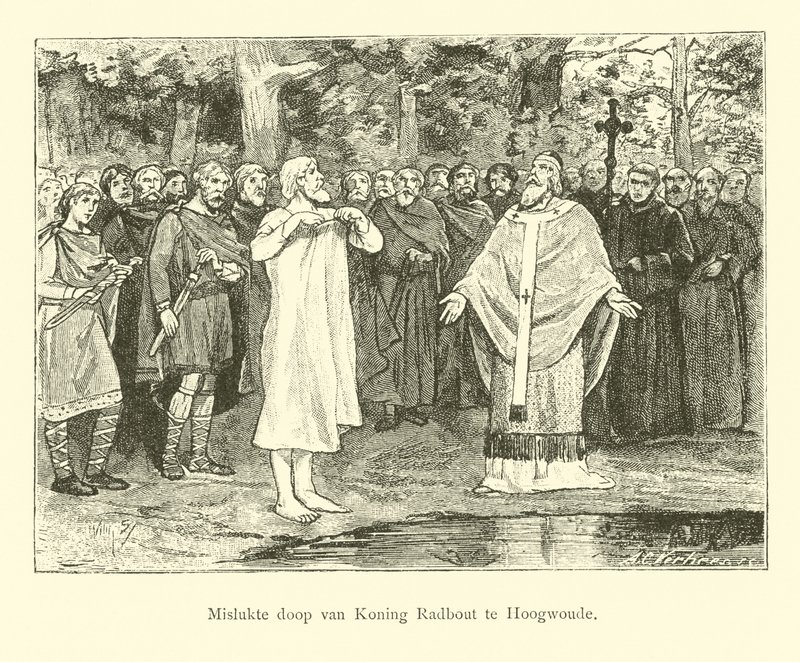 Wulfram fails to baptise Radbod, King of the Frisians by Willem II Steelink