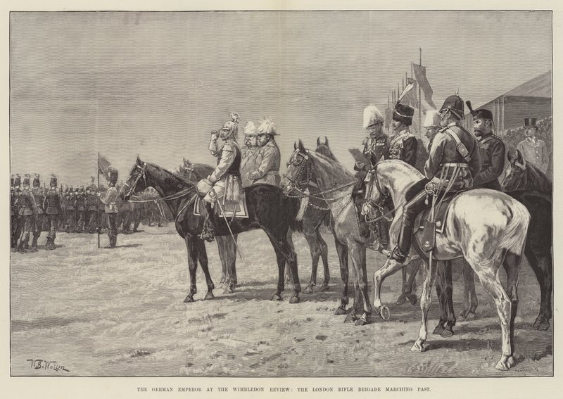 The German Emperor at the Wimbledon Review, the London Rifle Brigade marching past by William Barnes Wollen