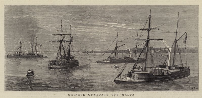 Chinese Gunboats off Malta by William Edward Atkins