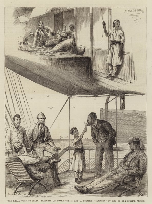 The Royal Visit to India, Sketches on Board the P and O Steamer Sumatra by William Ralston