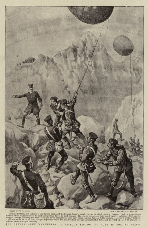 The German Army Manoeuvres, A Balloon Section at Work in the Mountains by William T. Maud