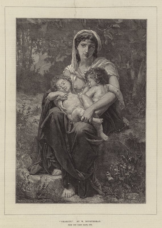 Charity, from the Paris Salon, 1874 by William Adolphe Bouguereau