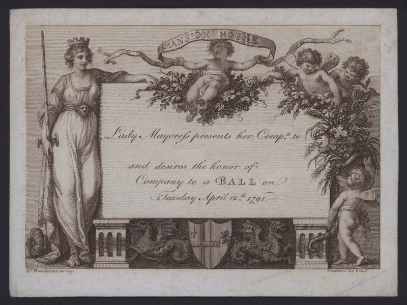 Invitation from the Lady Mayoress of London to a ball at the Mansion House by William (after) Hamilton