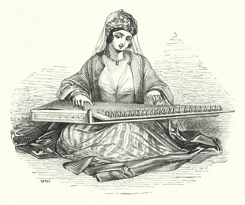 Lady playing on the Kanoon by William (after) Harvey