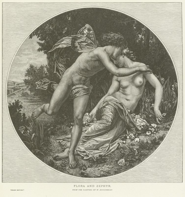 Flora and Zephyr by William Adolphe Bouguereau